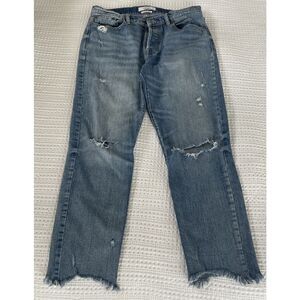 PISTOLA JEANS WOMENS SIZE 28 P6027AXS-BLG Distressed Raw Hem Straight